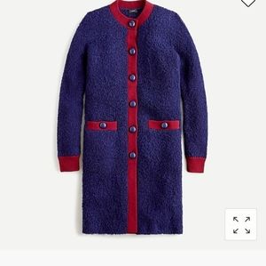 J Crew long contrast trim cardigan